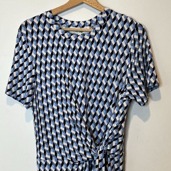 NWOT Diane von Furstenberg Tabitha Stretch Jersey Dress in Blue with Sashed Tie - Picture 3 of 11